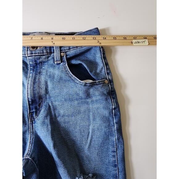 SILVER TAB Medium Wash Hi-Waist "MOM JEANS" Distressed Rough Hem Ankle Jeans SZ - Picture 7 of 11